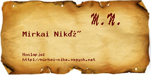 Mirkai Niké névjegykártya